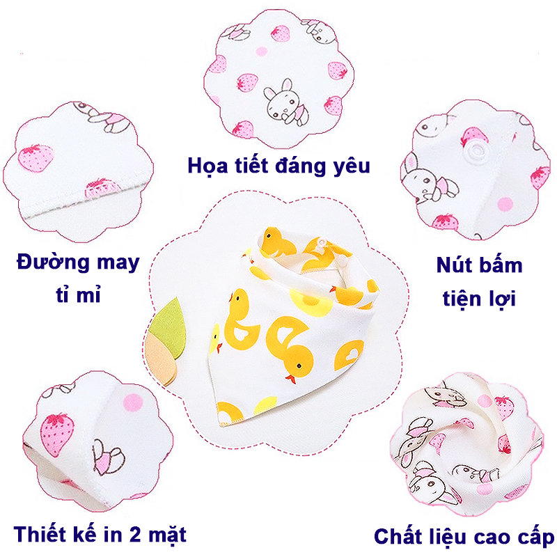 Yếm cho bé 0-4 tuổi cao cấp chất cottton dày dặn BBShine, Khăn yếm tam giác cho bé nhiều họa tiết ngộ nghĩnh – SS007