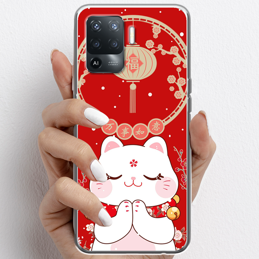 Ốp lưng cho Oppo A54, Oppo A94 nhựa TPU mẫu Mèo may mắn cầu nguyện