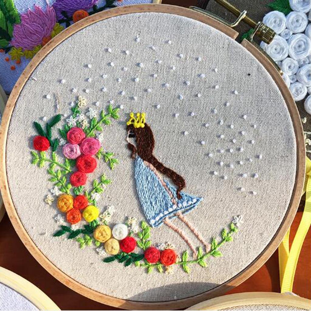 DIY Princess Embroidery Beginners with Hoop Sewing Thread & Instructions