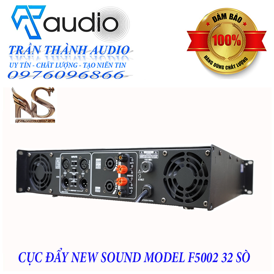 Cục đẩy công suất 2 kênh Newsound Model F5002 32 sò lớn đánh loa full bass 40,hàng chính hãng nhập khẩu 2023,bảo hành 24 tháng,tặng kèm jac canon