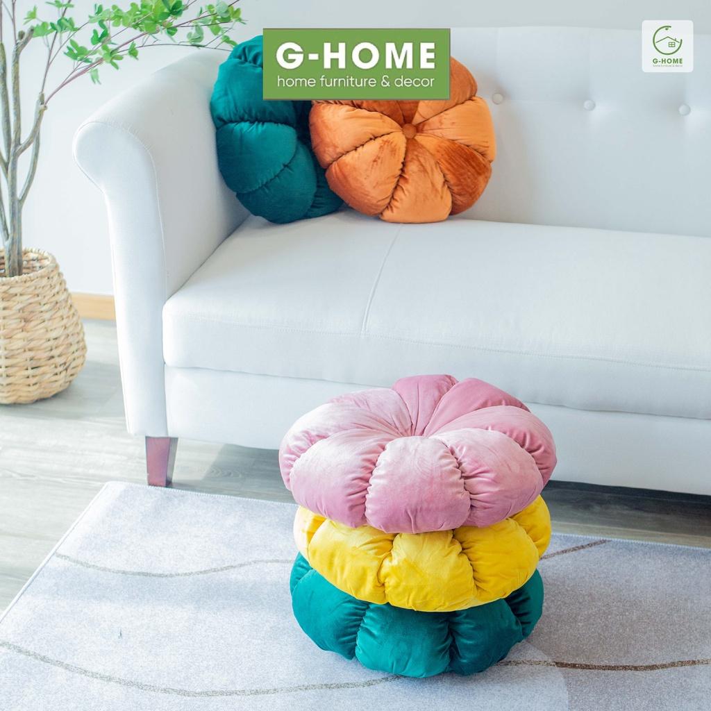 Đệm hoa nhung 4 màu trang trí sofa cấp Ghome, đệm ngồi tựa lưng, trang trí phòng khách sang trọng DT09 HOA