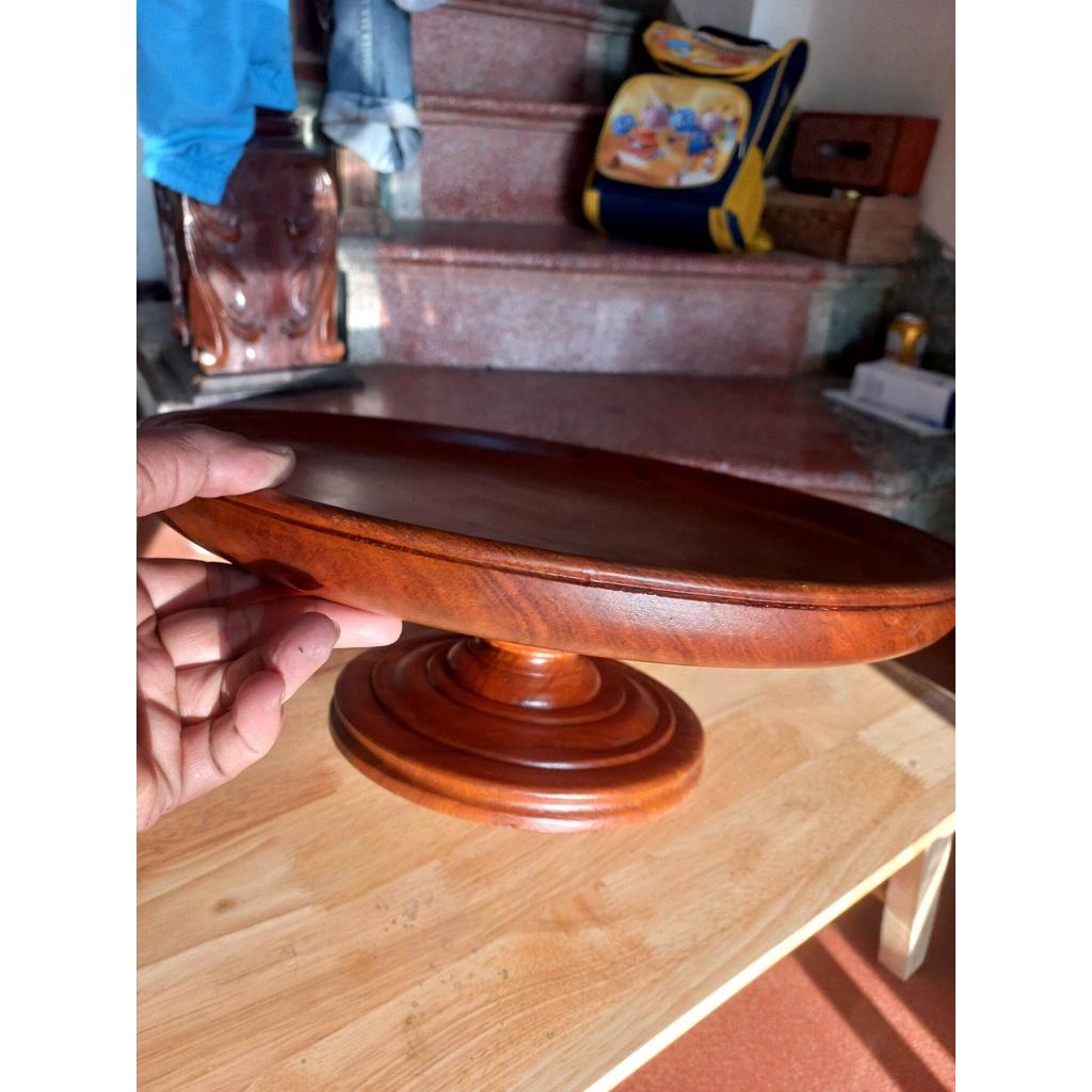 Mâm bồng đựng hoa quả trên bàn thờ bằng gỗ hương đá kt mặt rộng 30cm +chân đế cao 10cm = tổng cao 14cm