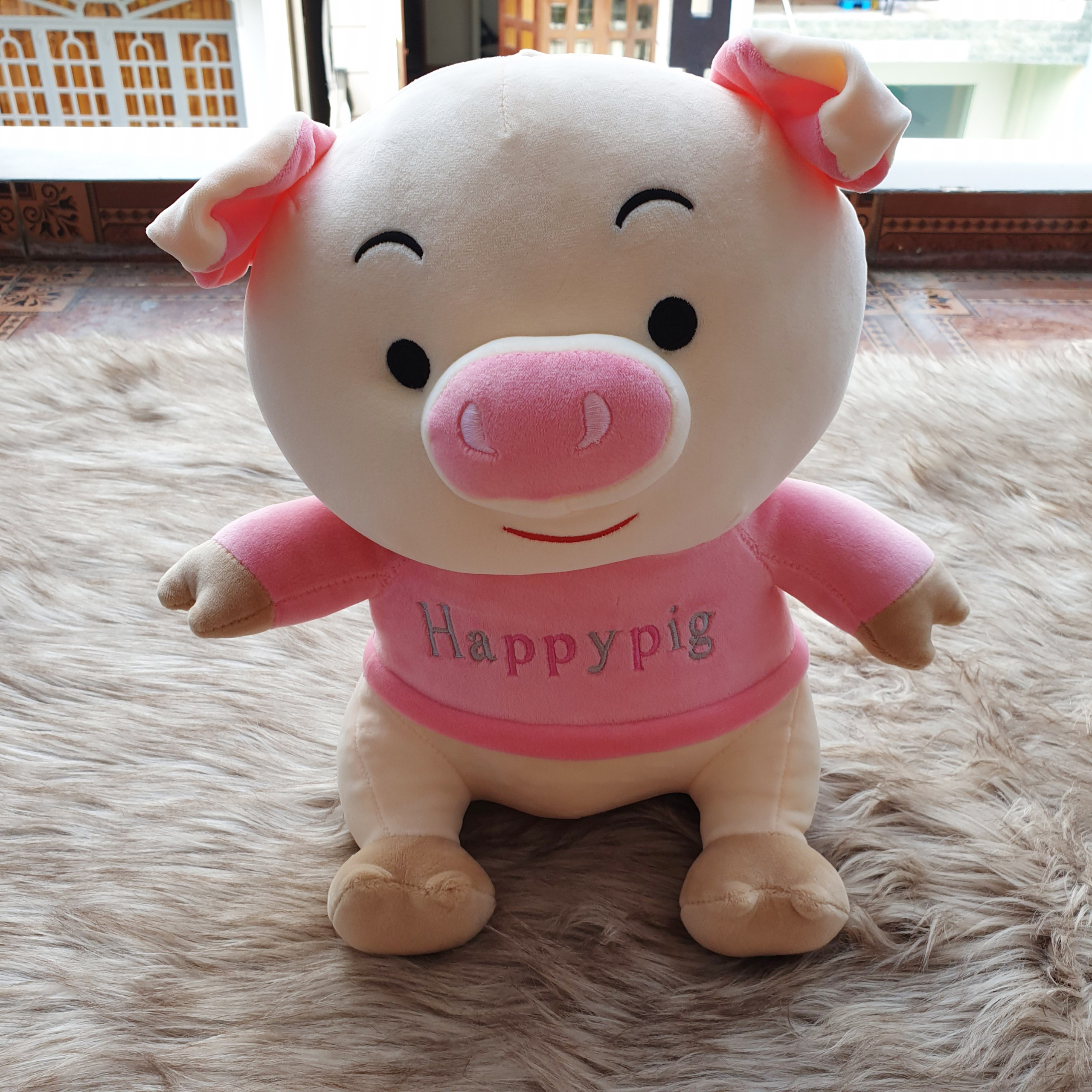 Heo Happy hồng nhồi bông size 40cm