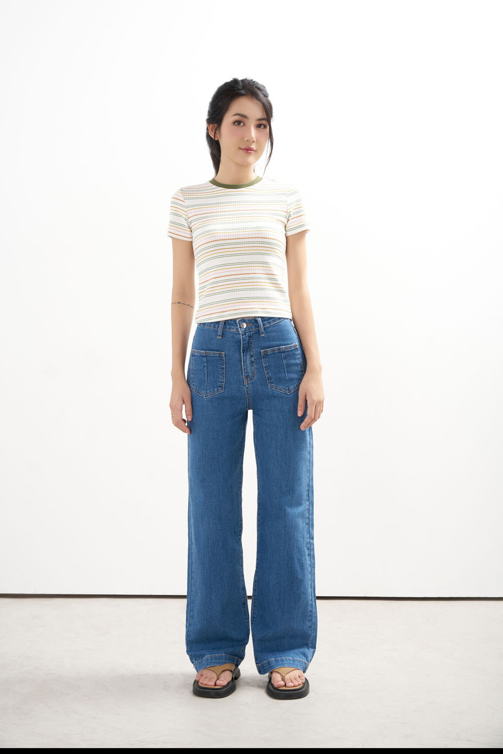 DOTTIE - Áo thun tay ngắn phối màu - Nhiều màu - T0758