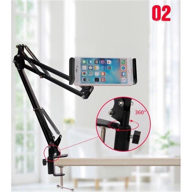 Arm kẹp kiêm Giá Đỡ Điện Thoại, Ipad Xem Phim Kẹp Đầu Giường, Cạnh Bàn Cho Máy (4.8 inch -&gt; 10.5 inch)