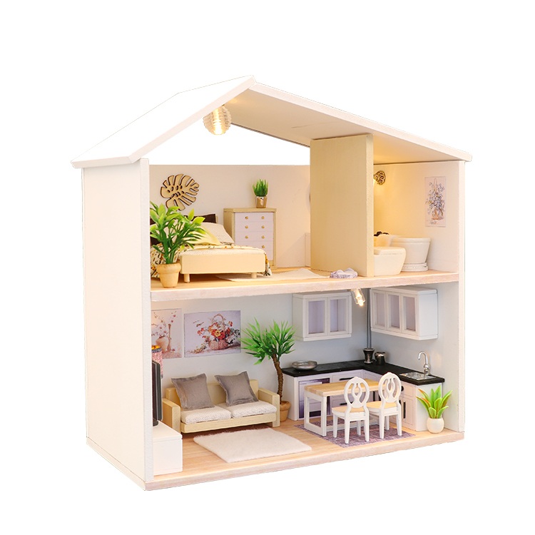 Mô hình nhà DIY Doll House Light Time Kèm Đèn LED và Mica chống bụi