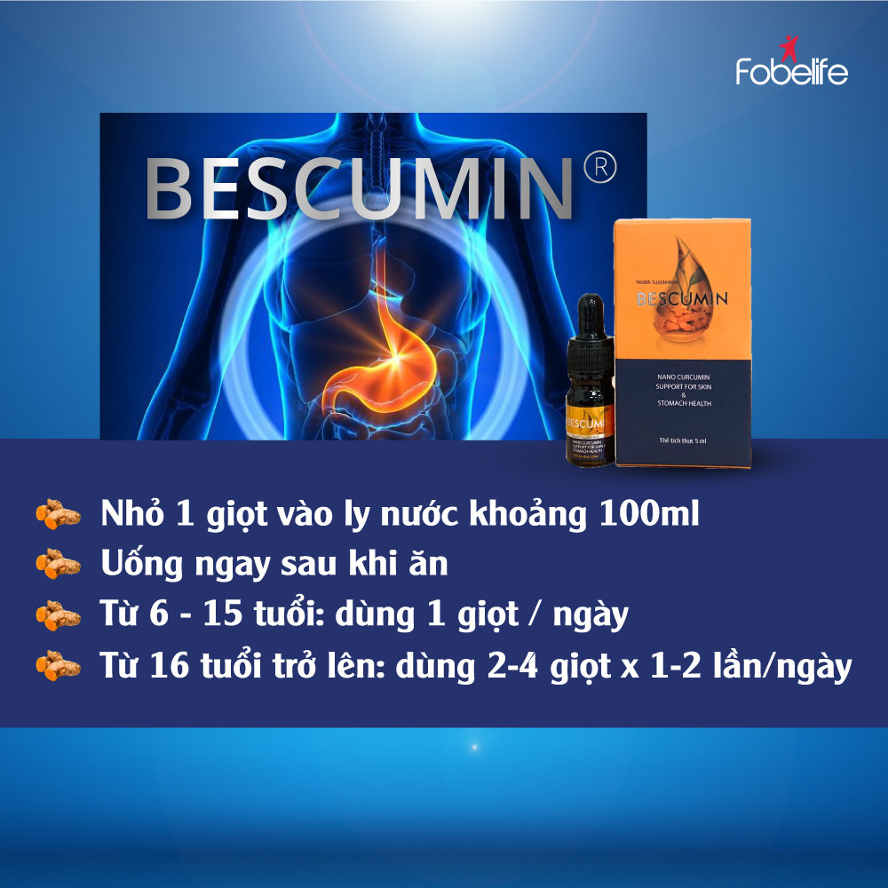 Tinh Chất Nano Nghệ Làm Liền Vết Loét Bảo Vệ Niêm Mạc Dạ Dày BESCUMIN