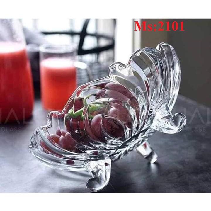 2101-Đĩa thủy tinh 3 chân trắng
