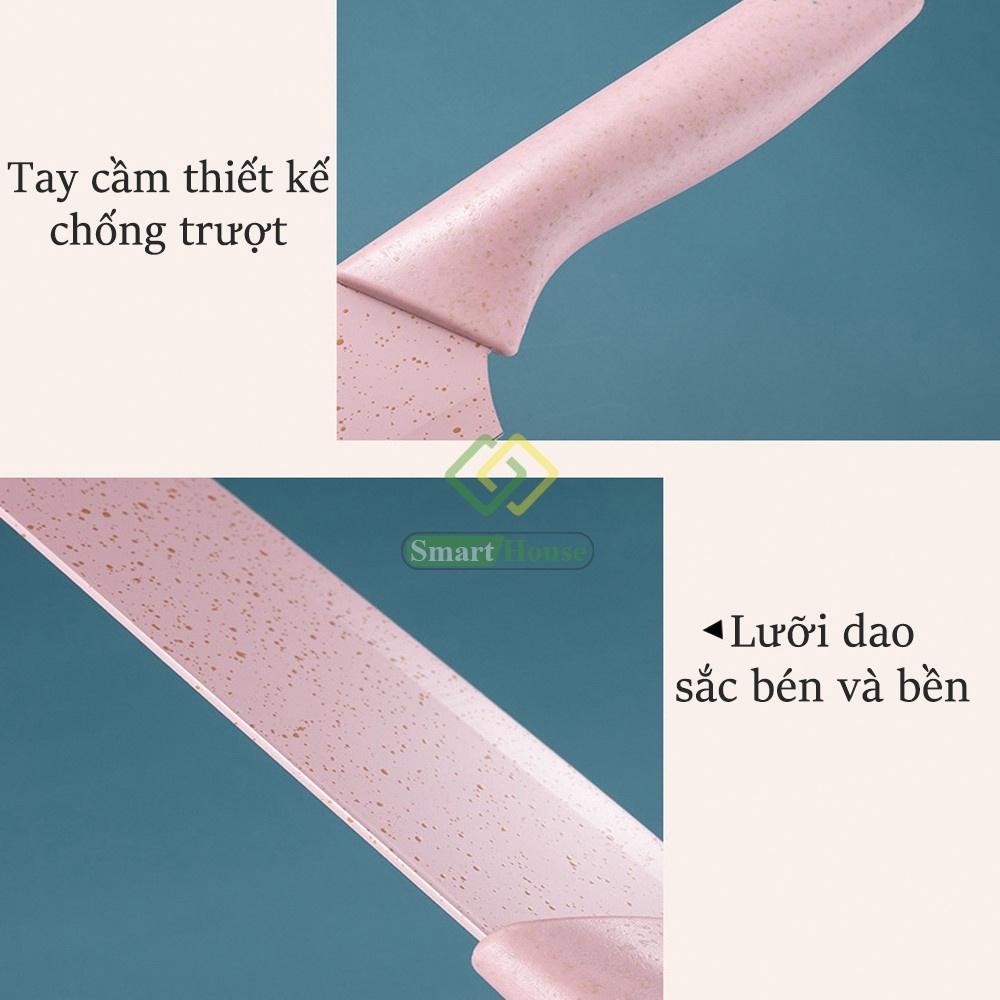 Bộ Dao Kéo 6 Món Everrich Kitchen Lúa Mạch Sịn Sò Siêu Sắc Bén Kháng Khuẩn, Chống Gỉ , Tông Màu Pastel - Bộ dao nhà bếp lúa mạch màu thân thiện với môi trường