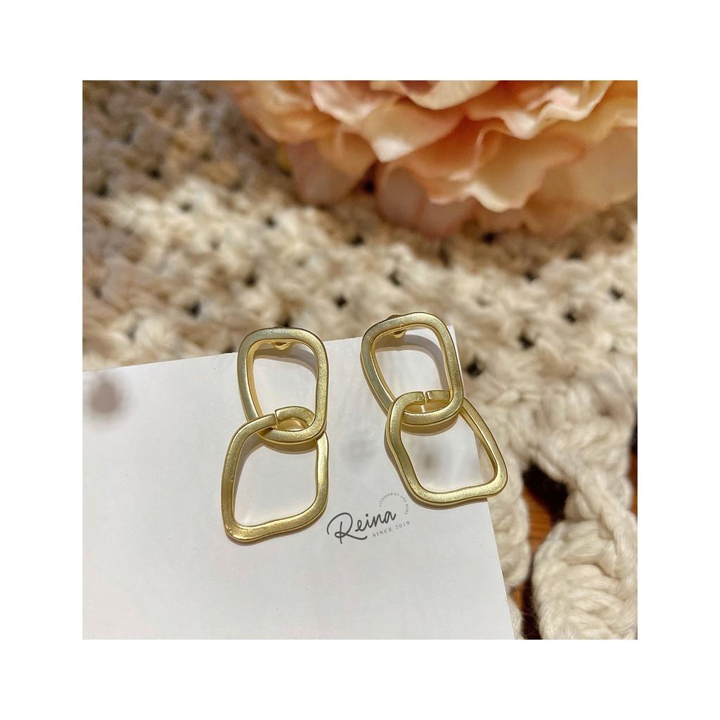 Khuyên tai nữ phong cách Hàn Quốc double hình học cá tính Reina