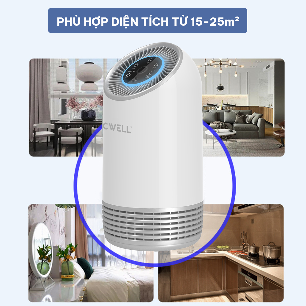 Máy lọc không khí CWELL Air Purifier AP01, lọc bụi mịn 3 cấp độ gió, không ồn, bộ lọc H12 HEPA - Hàng chính hãng