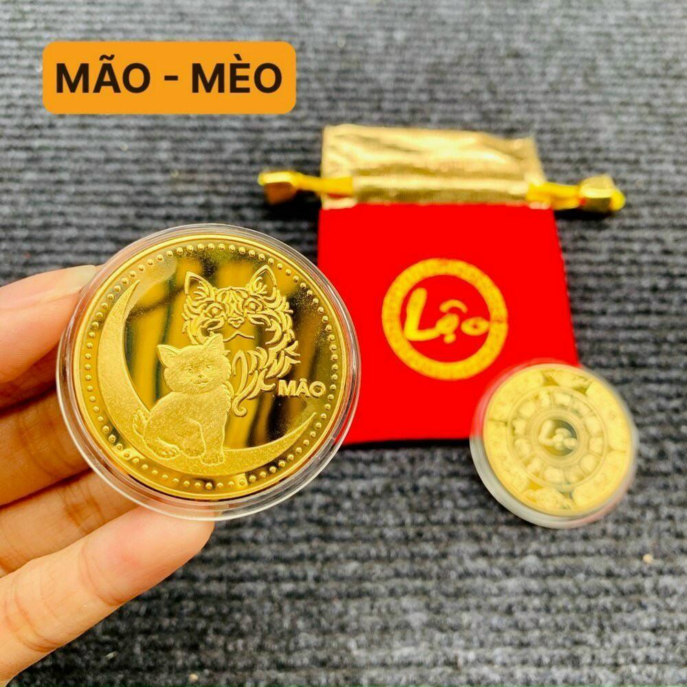 Đồng May Mắn 12 con Giáp kèm theo Túi May Mắn bạn có thể mang trong bóp Ví, để mang lại May mắn Tài Lộc quanh Năm