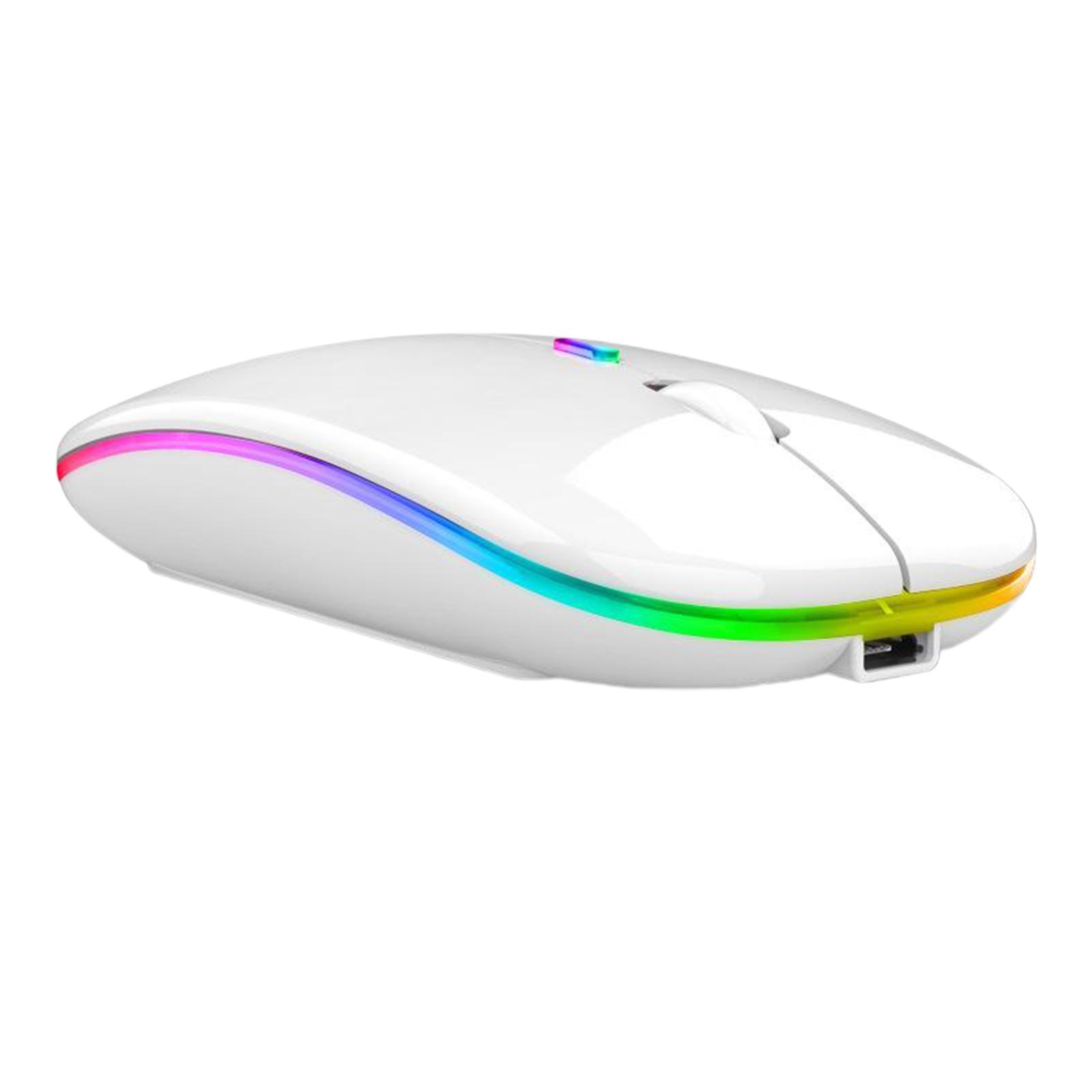 Silent LED Wireless Mouse Rechargeable Optical Office Laptop White