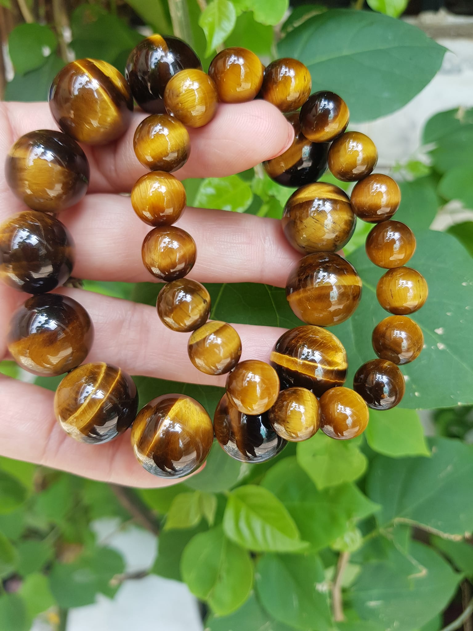 Vòng tay cặp Đá Mắt Hổ Tự Nhiên Vàng Nâu đem lại sự giàu có may mắn Vòng phù hợp với vợ chồng anh chị mệnh Thổ và mệnh Kim ạ Cặp vòng size 10mm và 16mm đeo rất đẹp tốt ạ