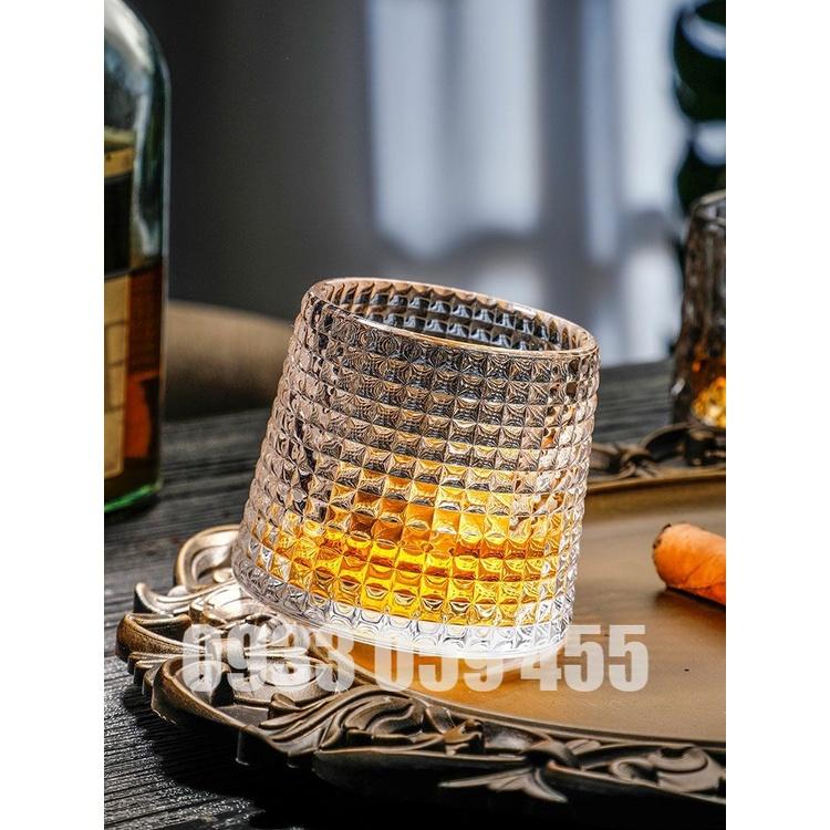 Ly rock thủy tinh pha lê đế xoay 360 độ, cốc uống whisky rượu tây 160ml wine glass