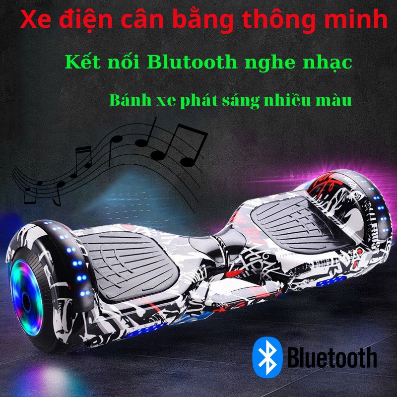 Xe Điện Cân Bằng Thông Minh Thế Hệ Mới - Xe Thăng Bằng Kết Nối Blutooth Nghe Nhạc, Bánh Xe Đa Sắc Màu