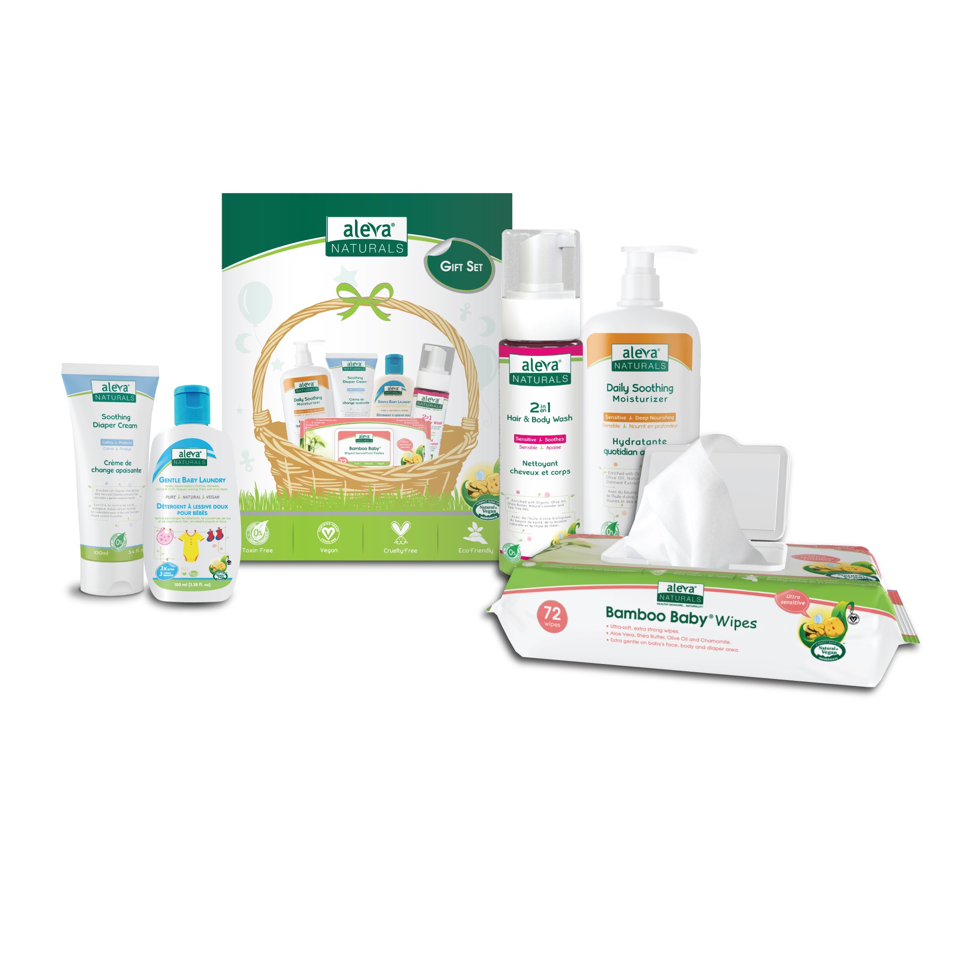 Bộ Sản Phẩm Chăm Sóc Bé Sơ Sinh Newborn Baby Gift Set Aleva Naturals - 1 Set