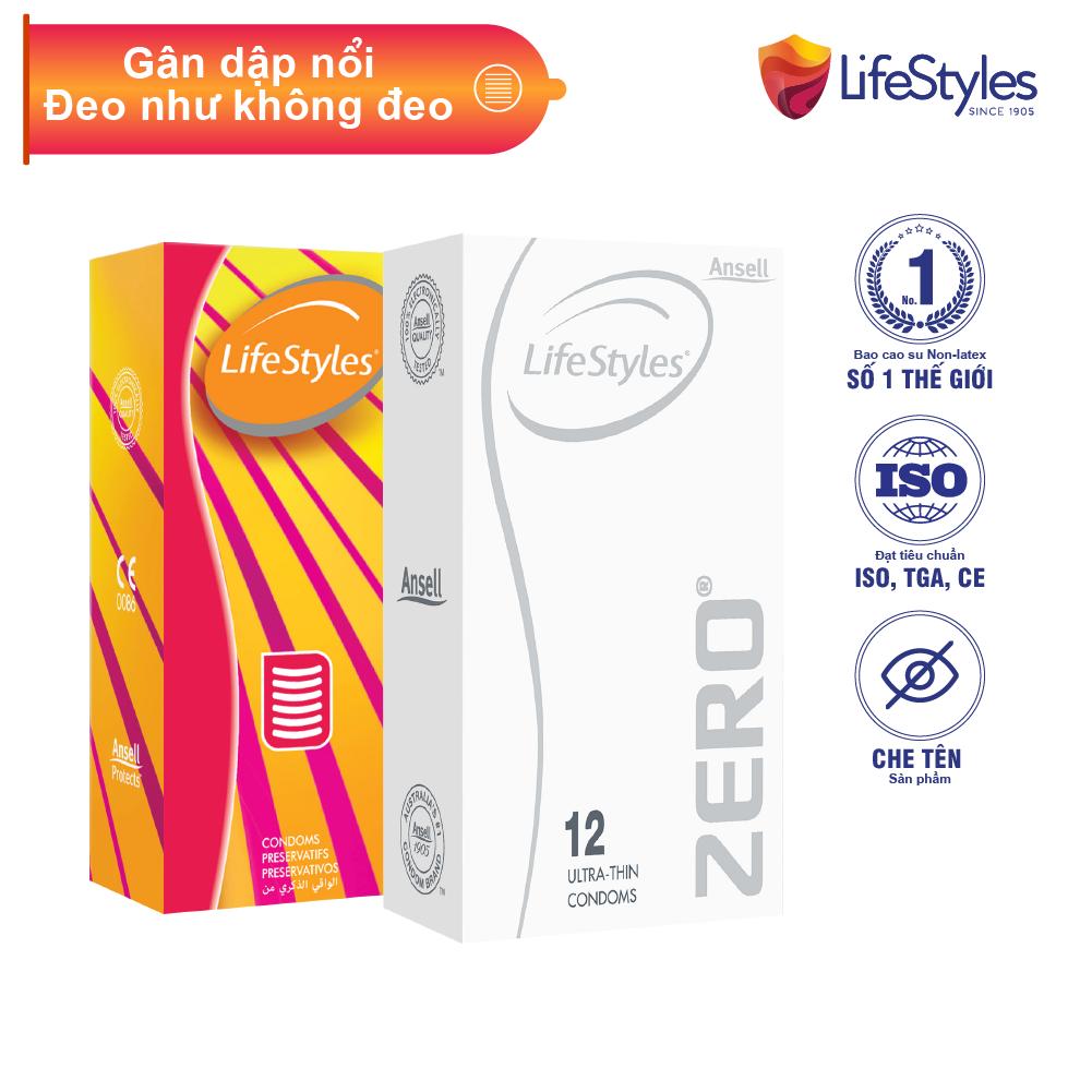 Combo 1 Hộp Bao Cao Su LifeStyles Fantasy 12 bao + 1 Hộp Bao Cao Su LifeStyles Zero 12 bao