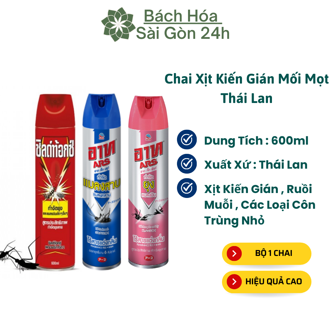 Bình Xịt Đuổi Muỗi , Kiến , Gián Thái Lan 600ml Và Các Loại Côn Trùng Gây Hại Trong Nhà