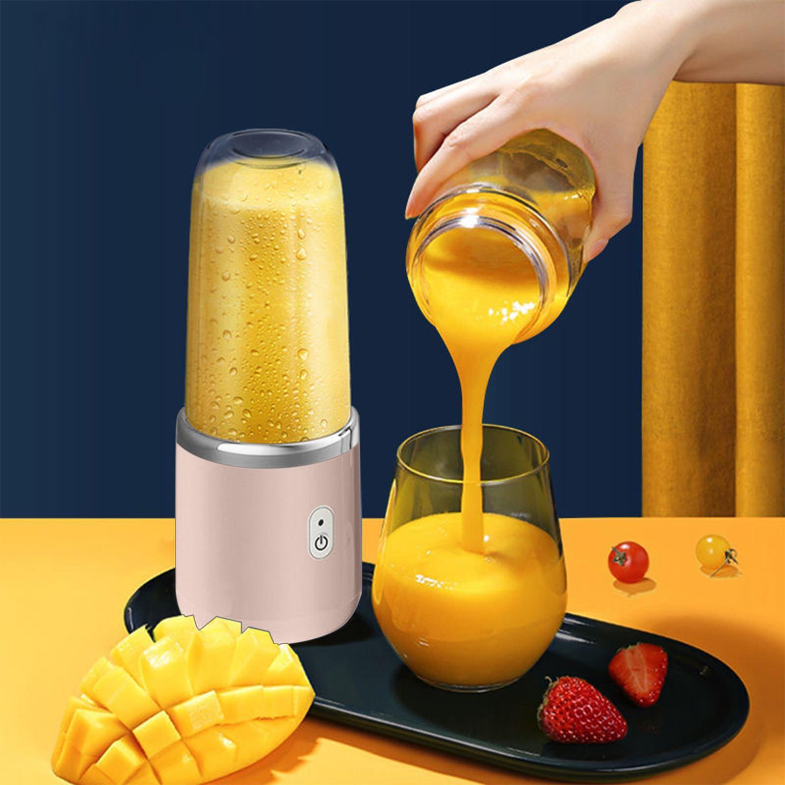 6 Blades Mini Juicer Cup Extractor, Fruit Squeezer, USB Rechargeable, 400ml Portable Blender for Shakes Smoothies Baby Food Fruit Machine