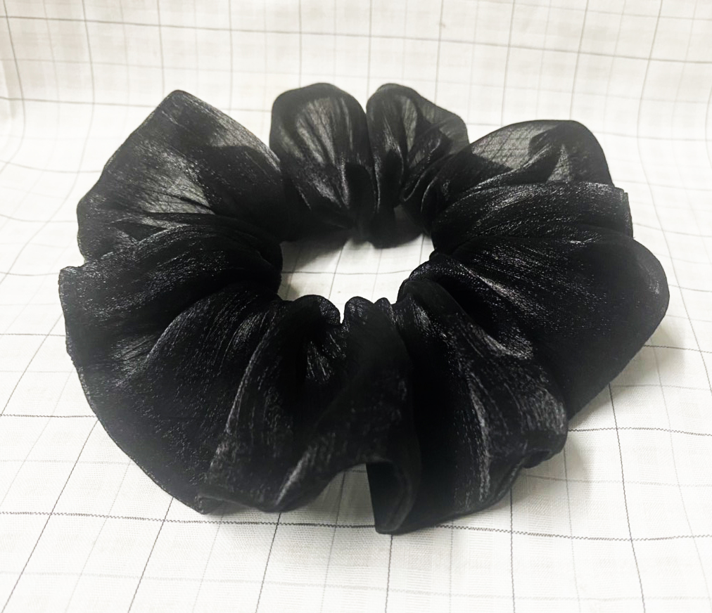 Dây cột tóc srunchies mẫu mới màu đen huyền vân ánh kim