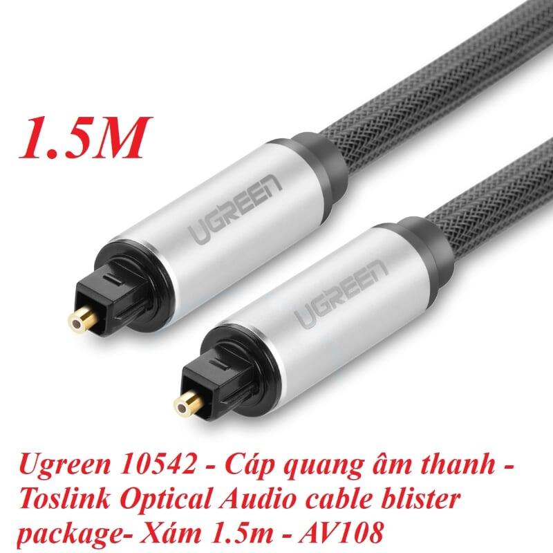 Ugreen UG10542AV108TK 1.5M màu Xám Dây cáp quang âm thanh 2 đầu dương - HÀNG CHÍNH HÃNG