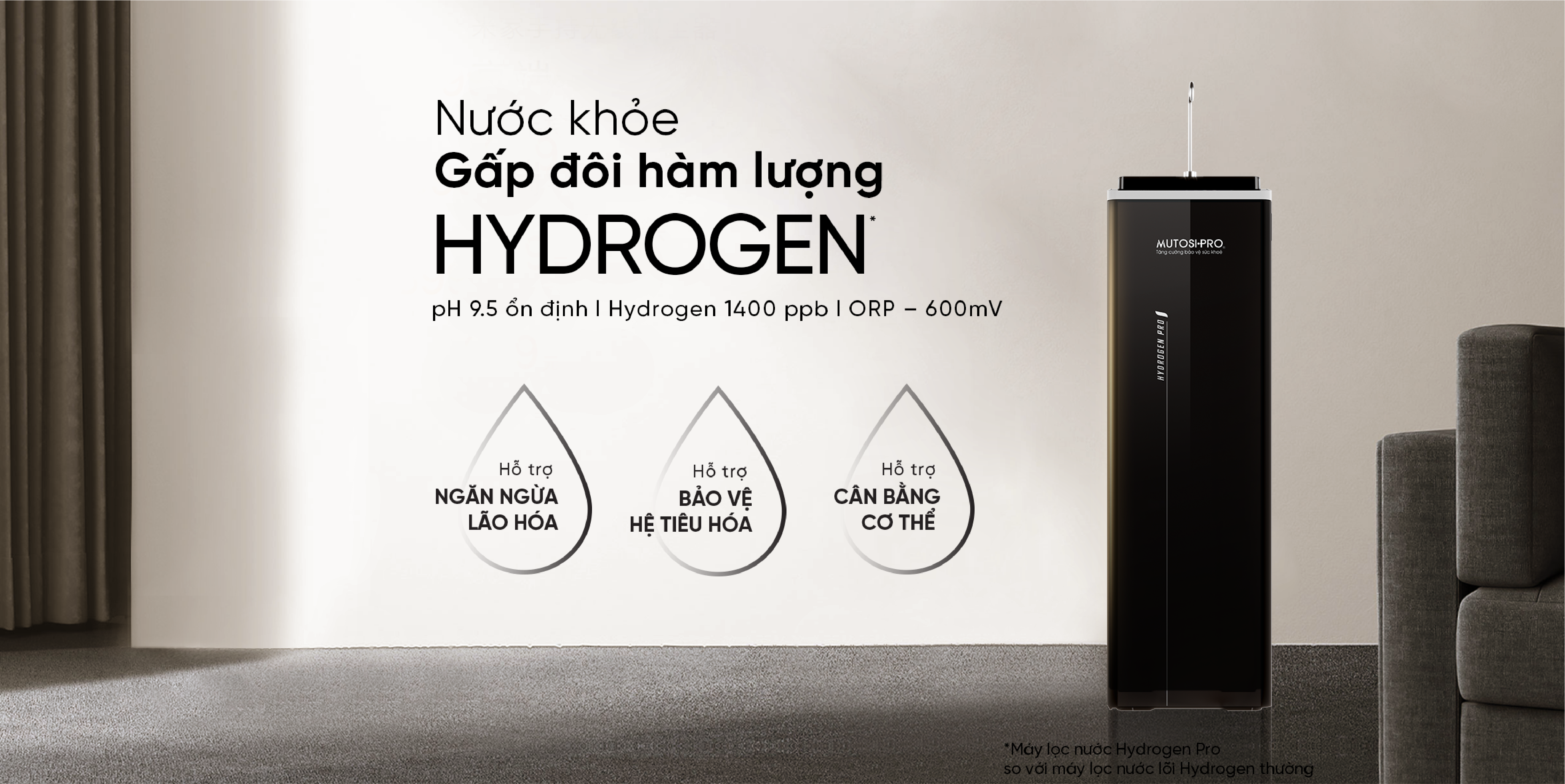 Máy lọc nước Mutosi Hydrogen Pro Ion Kiềm MP-F081-H3 hàng chính hãng