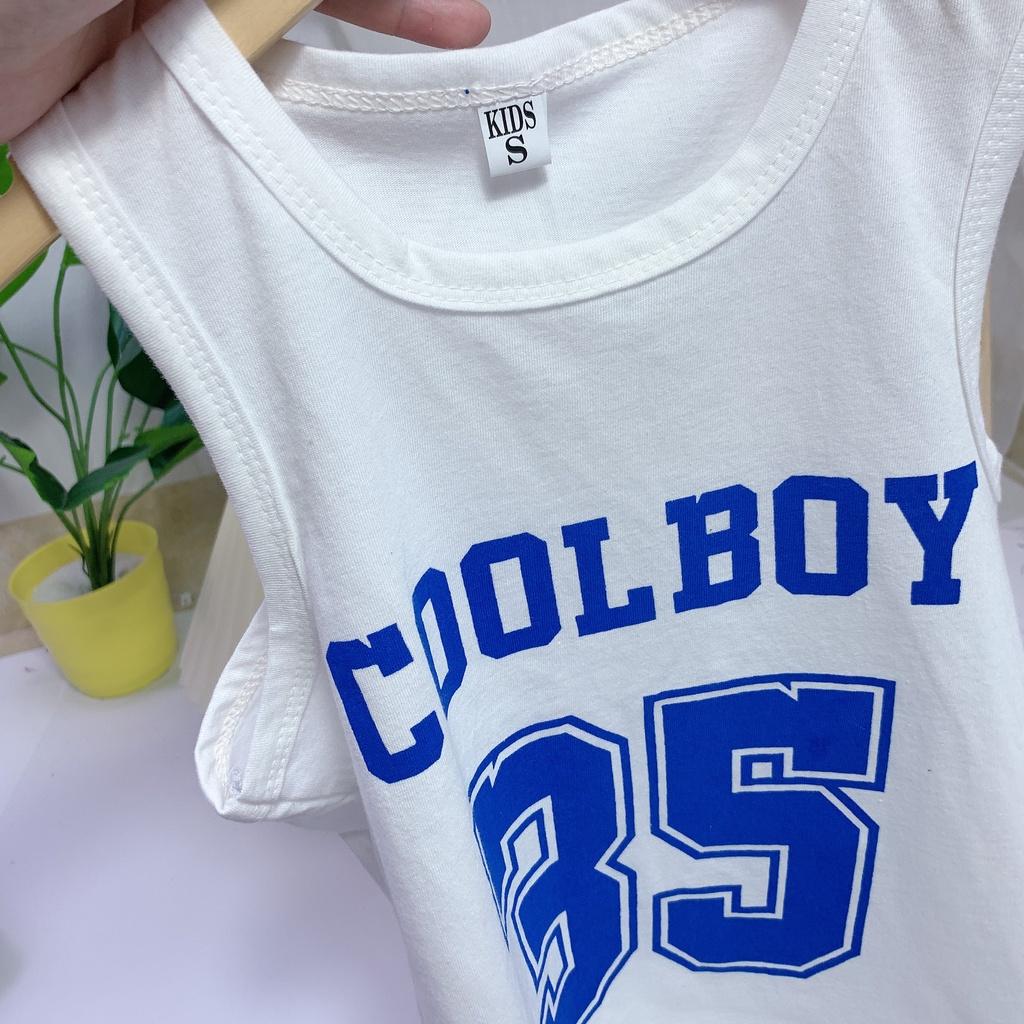 Đồ bộ thể thao sát nách bé trai hình số 35 Coolboy chất cotton 2 chiều giá rẻ cho bé 20-30kg