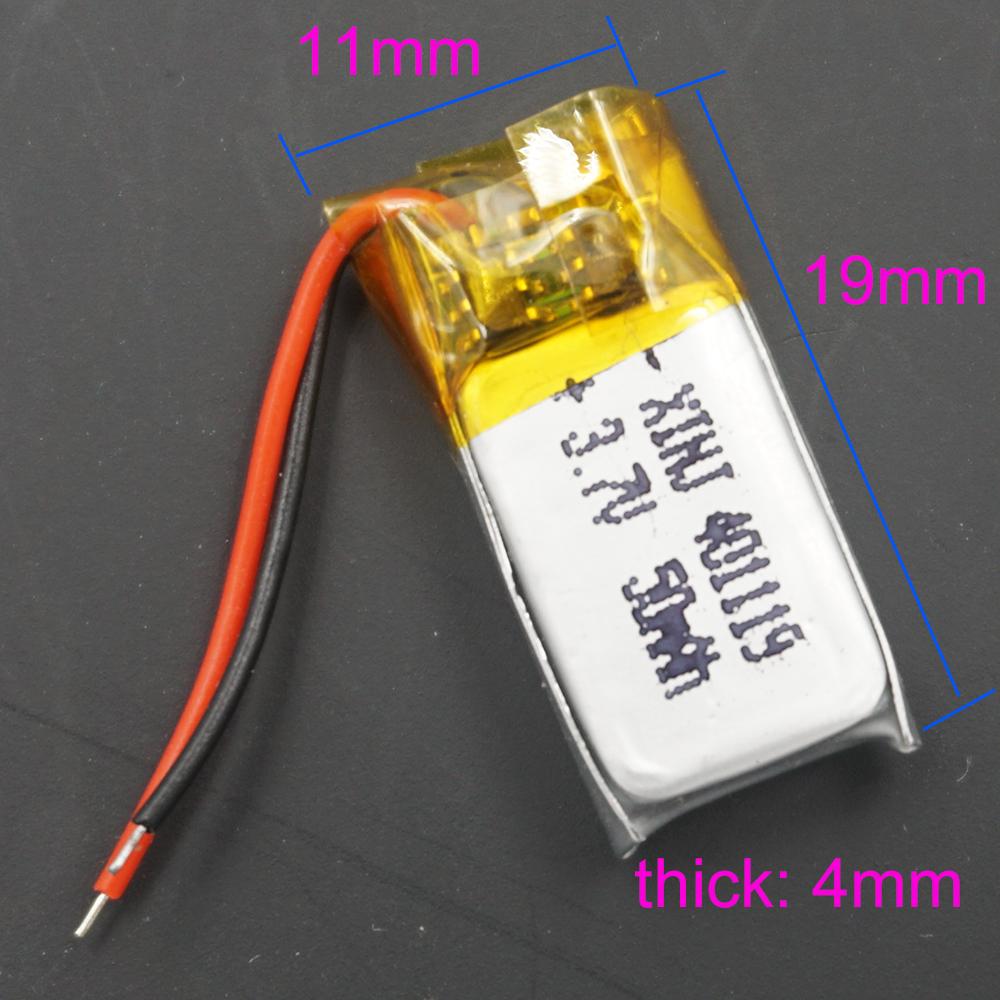 3.7V 50 mAh 401119 Li-Polymer Li Pin Lithium Lipo Cho GPS Tai nghe MP3 Loa Bluetooth Kính 3D Tai nghe bút ghi âm Điện áp danh định: 3.7V