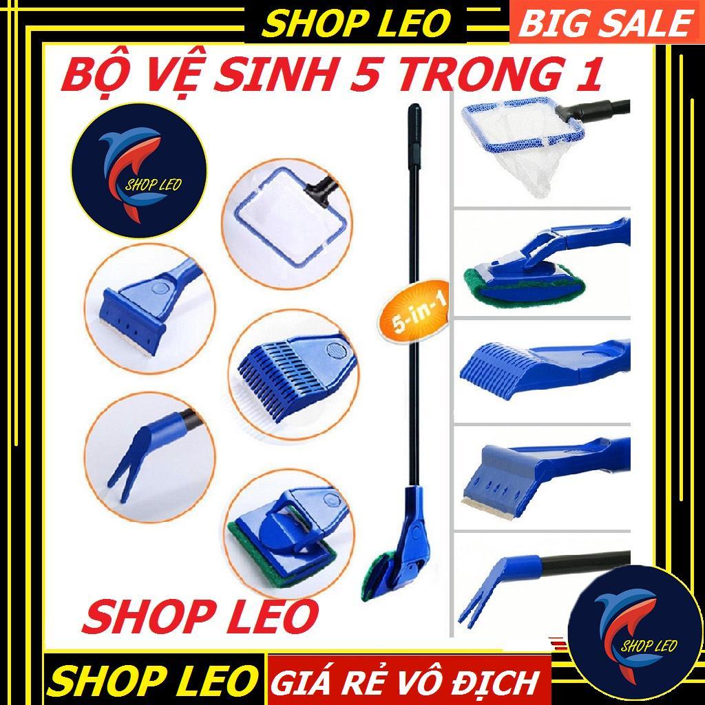 Bộ vệ sinh 5 trong 1 - cọ rêu bể cá - Bộ vệ sinh hồ cá - phụ kiện cá cảnh - shopleo