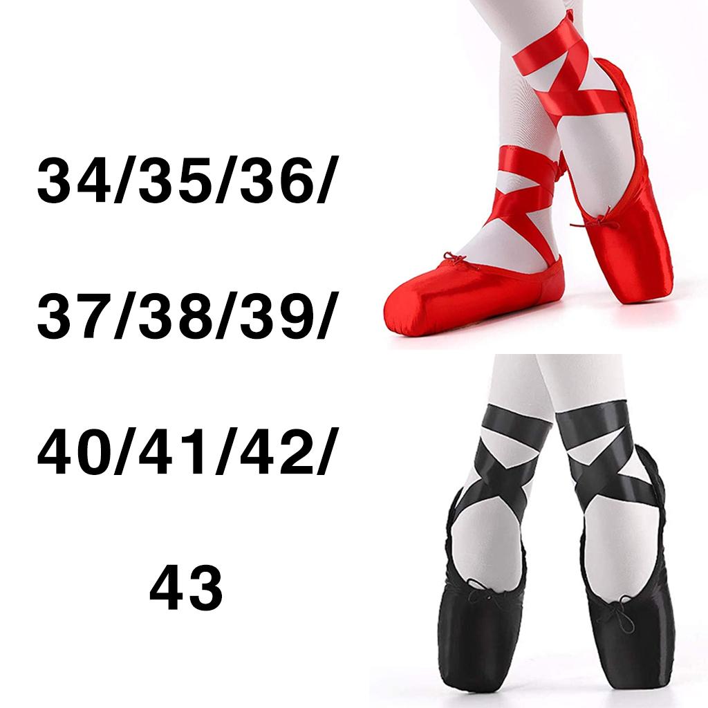 Ballet Shoes Professional Dance Shoes Adult Pointe Slippers Lace Up 34-43 Red 34