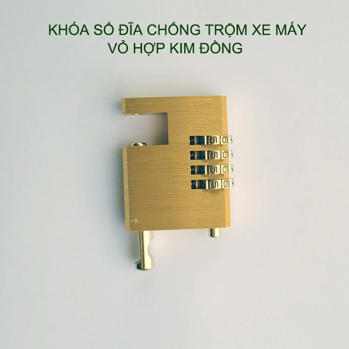 Khóa số đĩa chống trộm xe máy bằng hợp kim đồng, 4 mã số có thể thay đổi