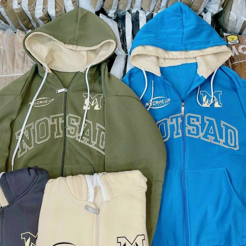 Áo Hoodie Nỉ Ngoại 2 Nón NOT SAD - Áo Khoác Nỉ nam nữ Unisex