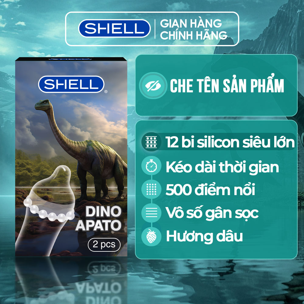 Bao cao su Shell Dino Apato - Hộp 1 phụ kiện + 1 bao Shell Performax (Hộp 2 cái) | SHELL CHÍNH HÃNG