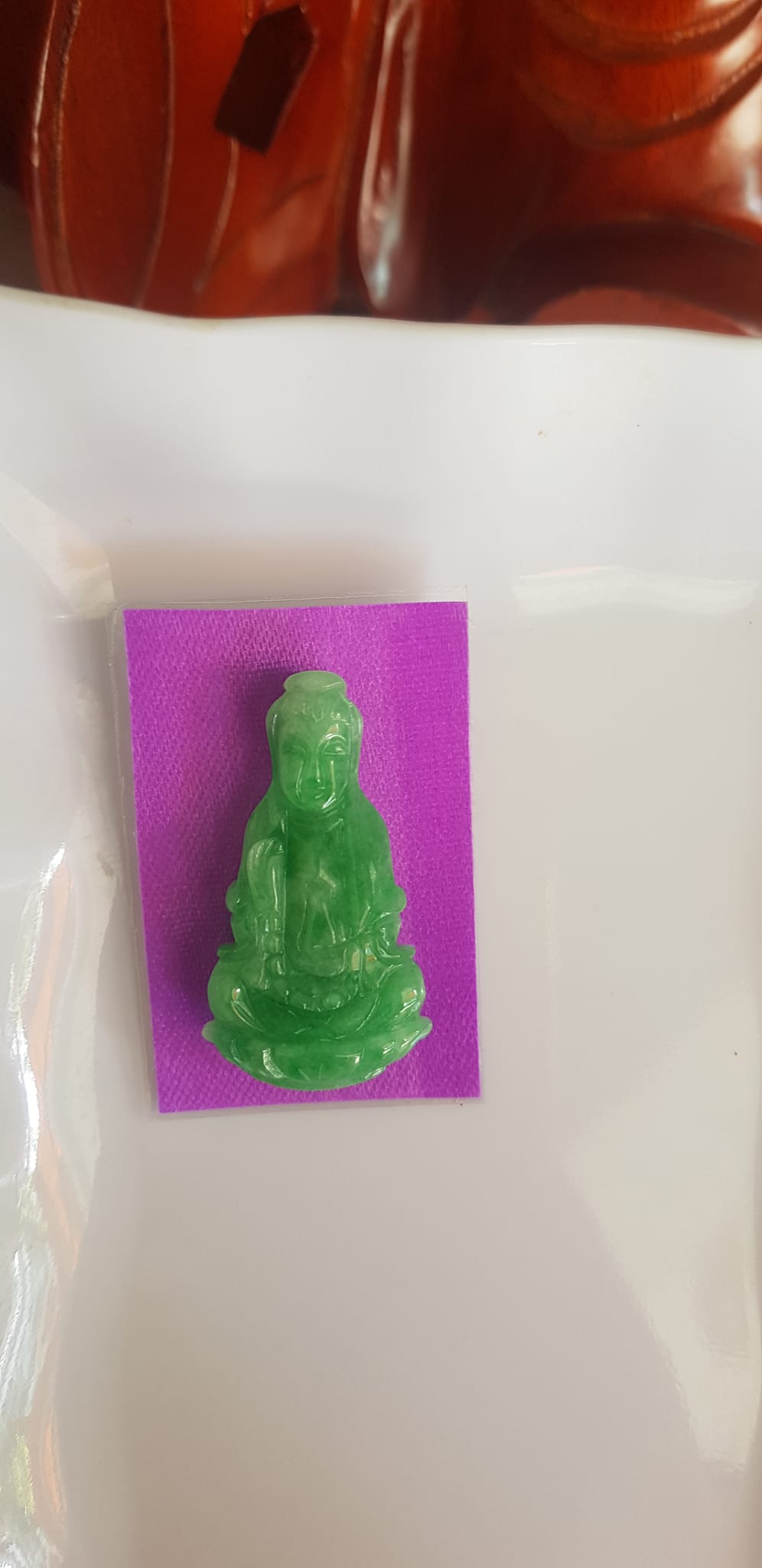 Mặt dây chuyền Nữ Phật Quan Âm Ngồi đẹp đá ngọc cẩm thạch tự nhiên đẹp Size vừa nhỏ Cao 40mm x N20mm x S6mm Màu xanh lý đều bóng đẹp các Chị về bọc vàng đeo đẹp ạ