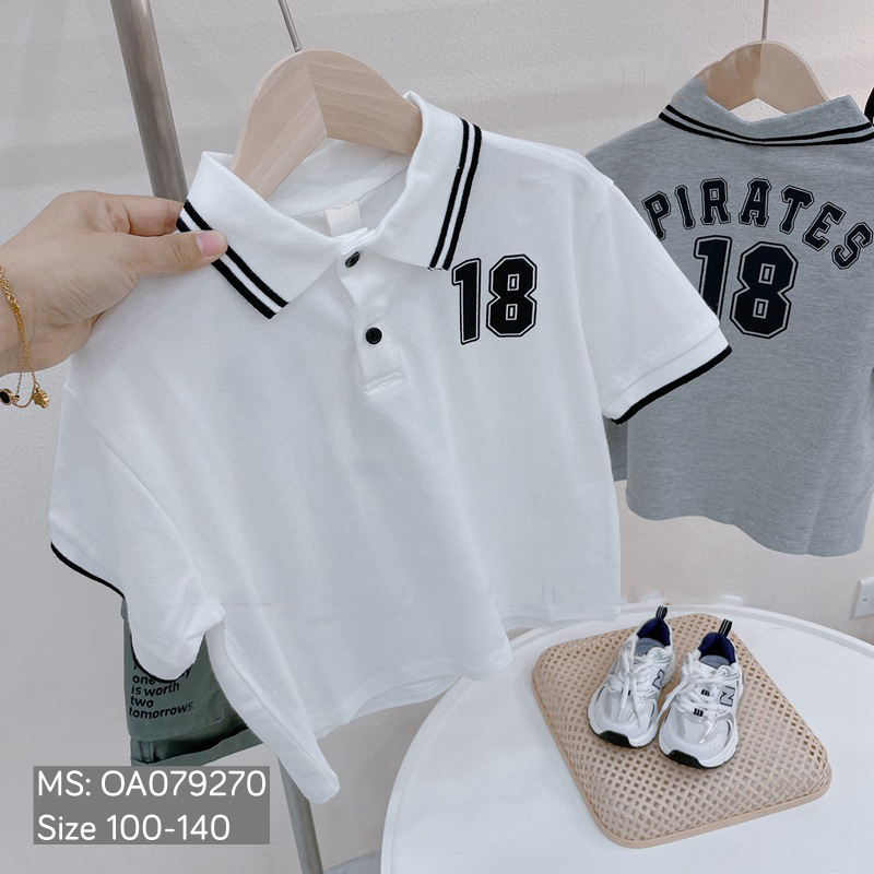 Áo POLO cao cấp trẻ em style Hàn Quốc , Áo cộc tay có cổ bé trai bé gái size 15-30kg- OA079