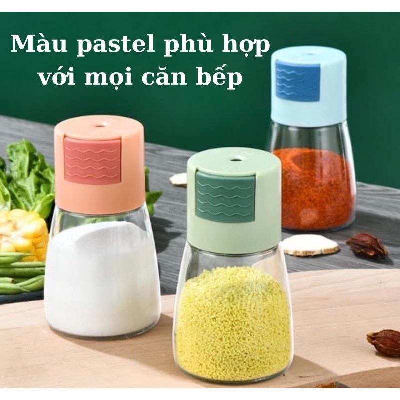 Hũ Đựng Gia Vị Thủy Tinh Nhà Bếp Cao Cấp 180ml Bấm Nút Định Lượng, Thông Minh