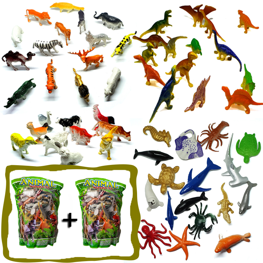 COMBO 2 Mô hình thế giới động vật ANIMAL WORLD  cho bé trên 3 tuổi (120 con vật )