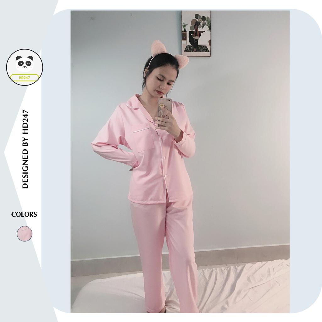 Đồ bộ pijama nữ mặc nhà cute tay dài quần dài mặc ngủ trơn dễ thương D493