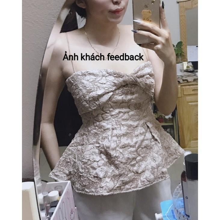 Áo peplum 2 dây nơ to xoắn ngực