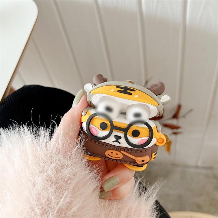 Bao Case cho Airpods 1/2/3/Pro Chú Hổ Đeo Kính , Ốp Airpods Cute - Mã TZAP397