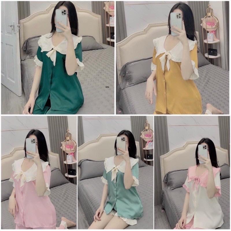 Bộ Pizama Đùi Cổ Bèo Siêu Xinh