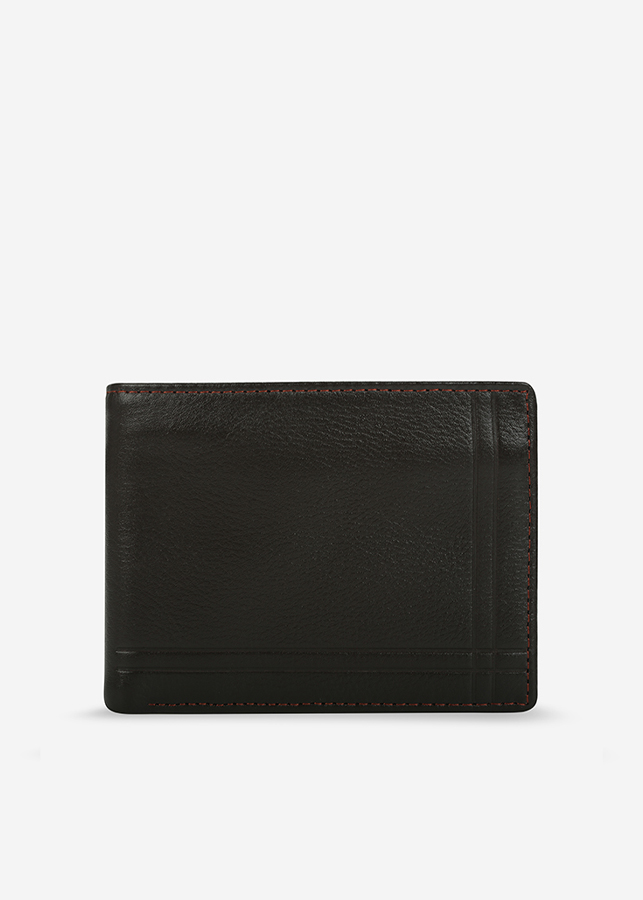 Ví nam da thật cầm tay chữ nhật hoạ tiết đường kẻ IDIGO MW1-5025-00