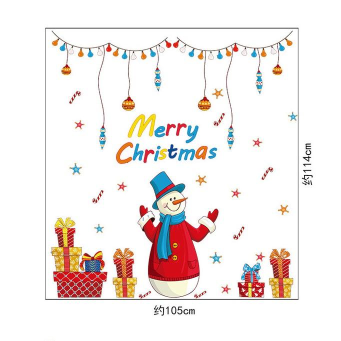 Decal trang trí noel chú người tuyết áo đỏ