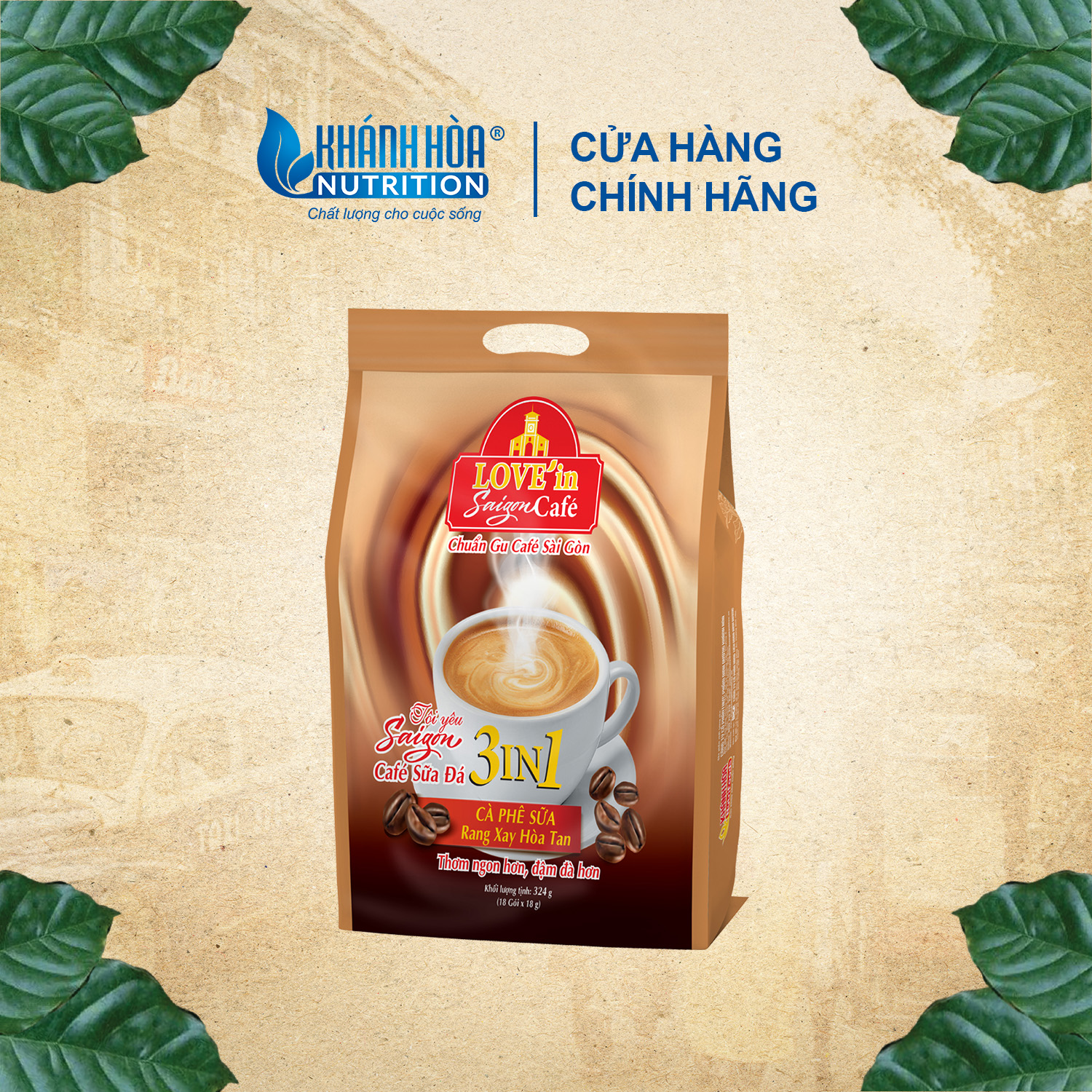 Cà Phê Sữa Rang Xay Hòa Tan 3IN1 LOVE’IN SAIGON CAFE - Khánh Hòa NutriFoods Thơm Ngon Hơn, Đậm Đà Hơn