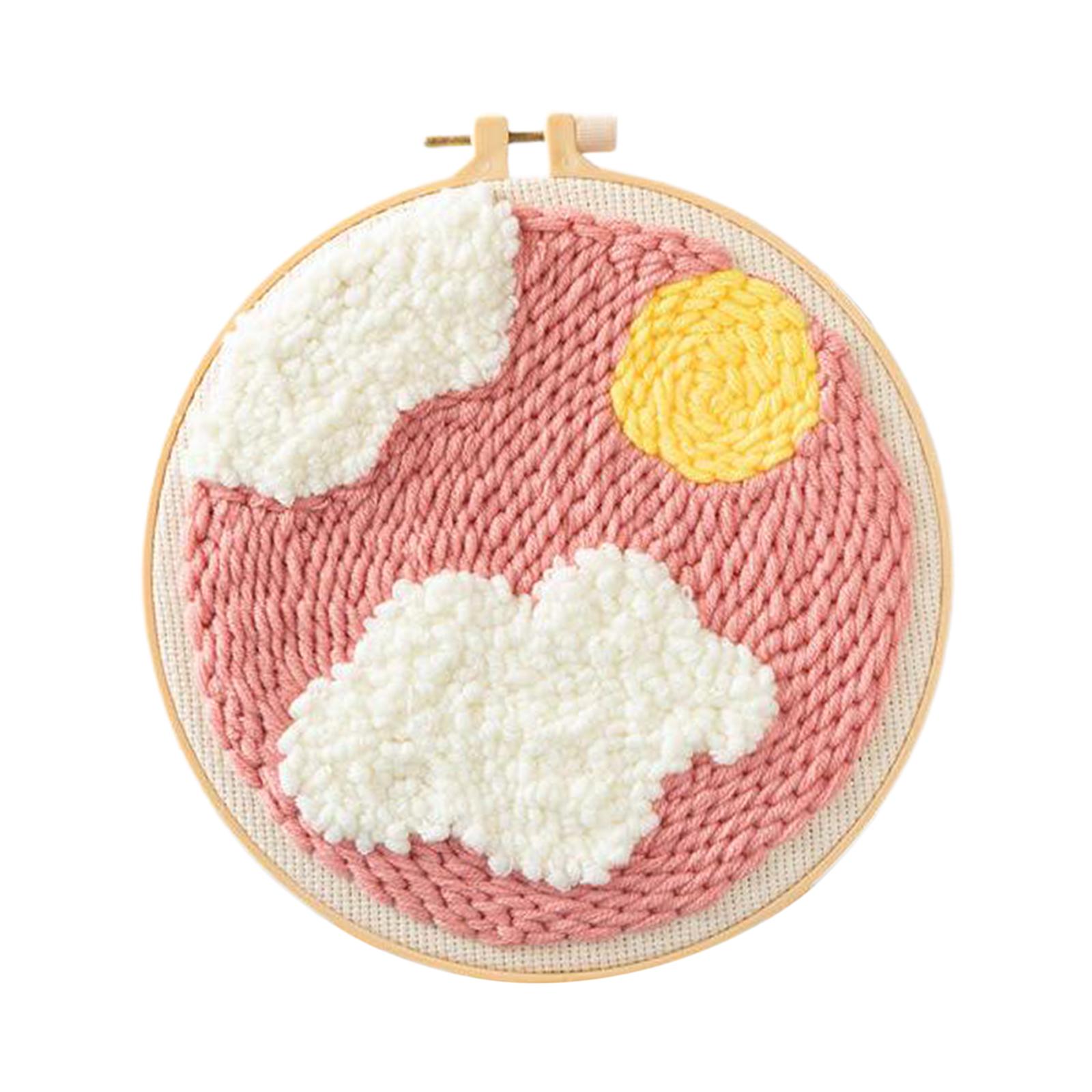 Moon Star Punch Needle Kit Soft Yarn DIY Needlework Embroidery Craft A