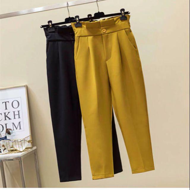 Quần baggy nữ cạp lưng cao xếp ly