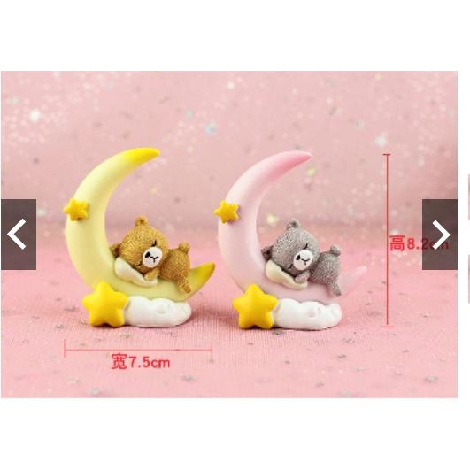 Set gấu ngồi mặt trăng trang trí taplo xe hơi cực dễ thương- Hoàng Đông Shop