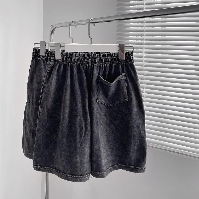 Quần Short Thun Wash Xám INDI Nam nữ unisex Quần thun lưng chun Jaystoree