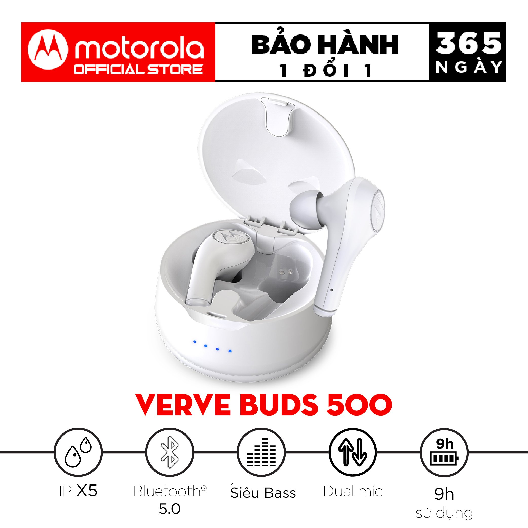 Tai Nghe Bluetooth Motorola Vervebuds 500 - Hàng Chính Hãng